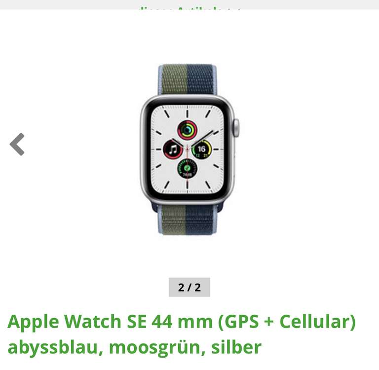 Apple Watch SE 1 Gen 44mm GPS+Cellular Abyssblau/Mossgrün Silber