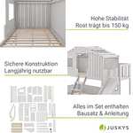 Kinderbett Baumhaus 90 x 200 cm mit Dach, Rutsche & Leiter 2X Lattenrost bis 150 kg — Hausbett aus Massivholz
