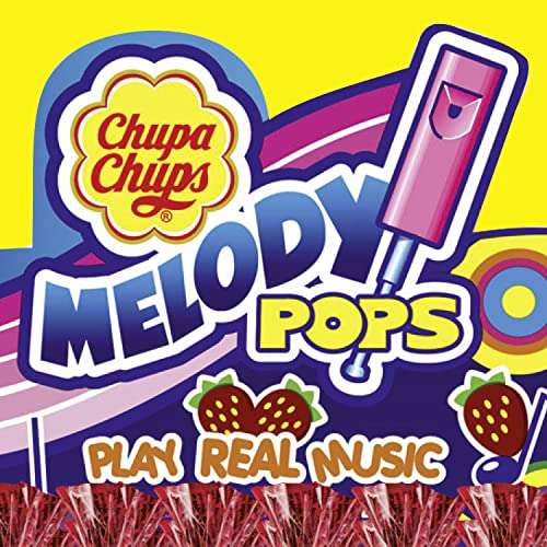 [Prime Sparabo] Chupa Chups Melody Pops, 48er Thekendisplay, fruchtige Erbeer-Lollis in Flötenform zum Musik spielen
