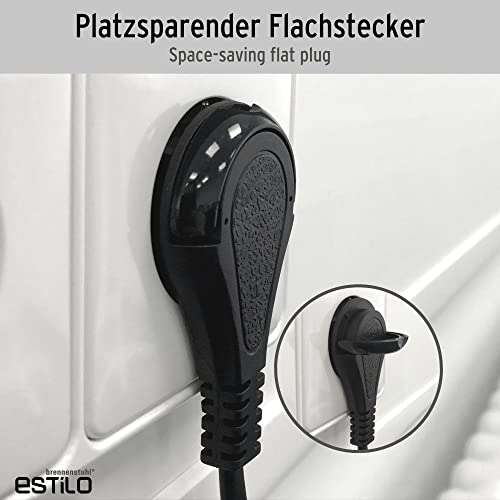 Brennenstuhl estilo Sofa-Steckdose mit USB-Ladefunktion (Möbel-Steckdose mit 1x Euro-Steckdose und 2x USB-Charger), Anthrazit/Grau (Prime)