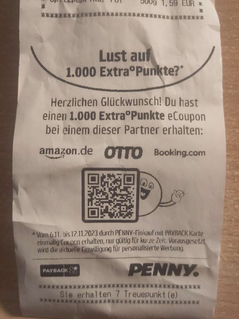 1000/500 extra Payback-Punkte auf Amazon.de, Otto und Booking.com bei Penny-Einkauf (personalisiert, MBW: variabel)