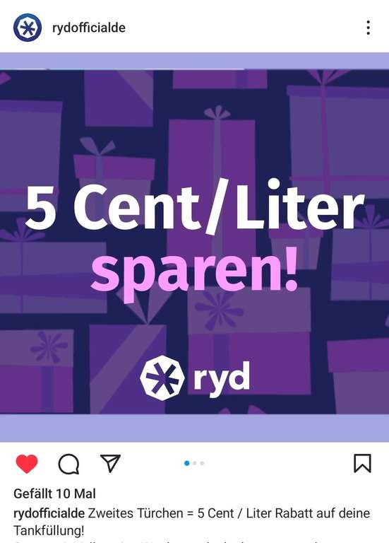 Ryd App 5 Cent pro Liter