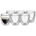 WMF Kult doppelwandige Espressotassen Set, 6 Stück, doppelwandige Gläser 80ml, Schwebeeffekt, Thermogläser (Prime)