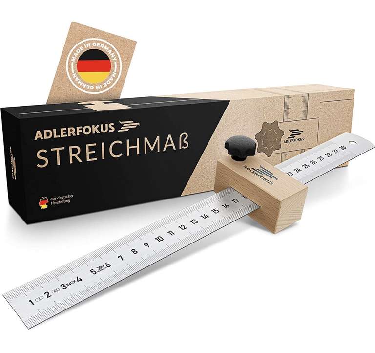 Adlerfokus Streichmaß [EG-1] - Anreisswerkzeug Made in Germany - Anschlaglineal