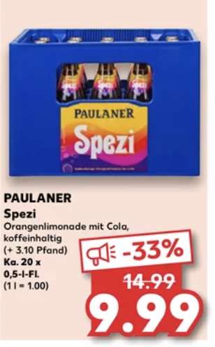 Paulaner Spezi für 9,99 EUR *(20 x 0,5l Flaschen)