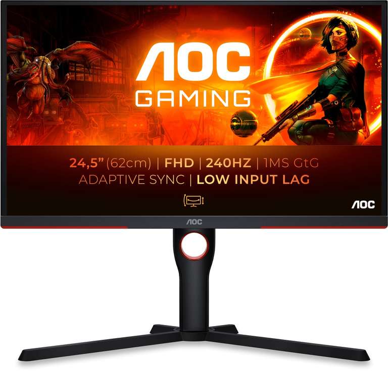 Gaming Monitor AOC 25G3ZM/BK, 24.5" Full HD, 240Hz, 0.5ms MPRT, FreeSync Premium