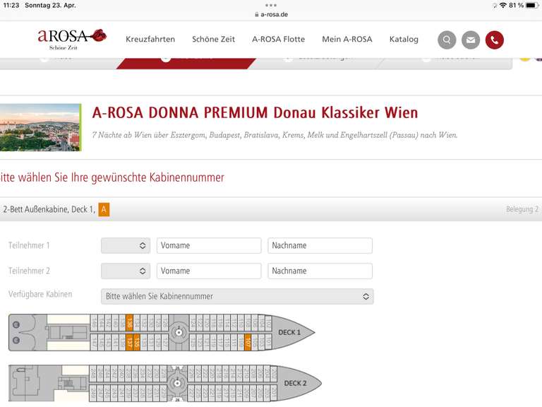 A-rosa Donna Donaukreuzfahrt Megadeal 07.05.-14.05.2023 All-Inklusive ab Wien