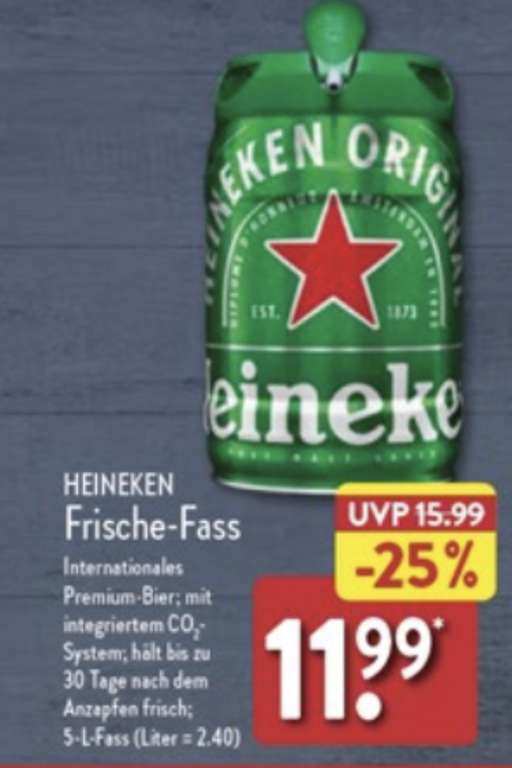 Heineken Bier Frische-Fass 5-Liter - Aldi Nord