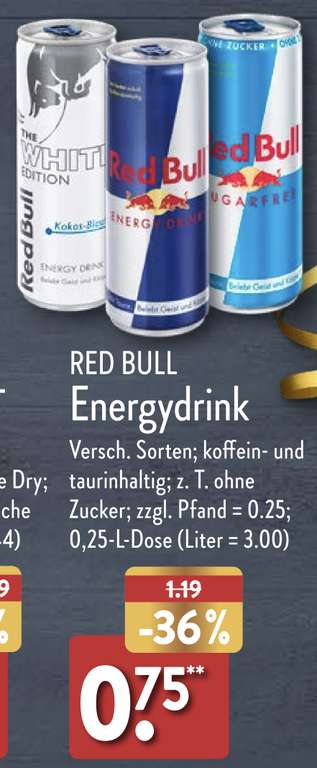 [Aldi Nord] Red Bull Energydrink, versch. Sorten ab. 27.12.