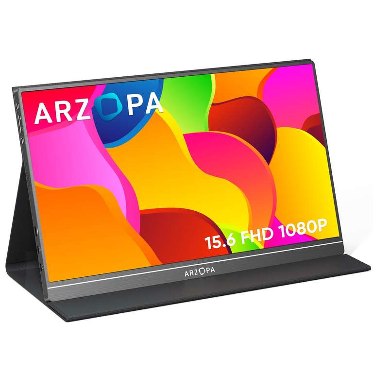 ARZOPA Portable Monitor, 15.6 Inch 1920 x 1080 Full HD, 100% SRGB IPS