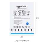 Amazon Basics Vakuumbeutel für Kleidung mit Luftdichtem Ventil und Handpumpe - Groß, 5er-Pack oder 6er-Pack, Reißverschluss (Prime)