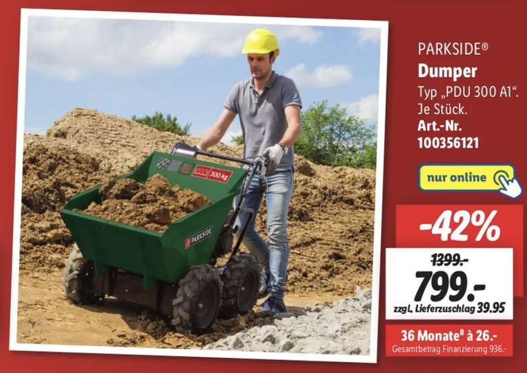 "Männerspielzeug" | Parkside Dumper PDU 300 A1 | für 838,95€ inkl. VK