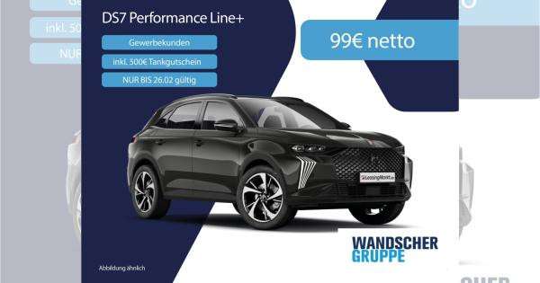 DS Automobiles DS 7 Performance Line, inklu. 500€ Tankgutschein, Gewerbeleasing, 24 Monate, 5.000km/Jahr, LF 0,23, 99€/Monat ( effekt. 140€)