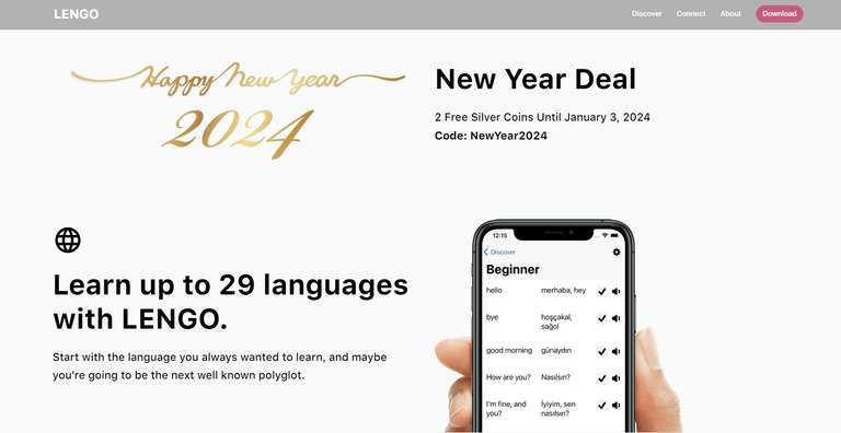 Beliebte Sprachlern-App Lengo fast alle Pakete gratis über Neujahr (Lebenslang, 2 Silbercoins ~ 16€, iOS, Android) Sprachen einzeln buchen
