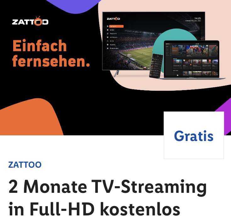 Zattoo Schweiz 2 Monate (3 Monate Neukunde) Ultimate gratis in der Lidl Plus App /User ohne laufendes Abo und Neukunden