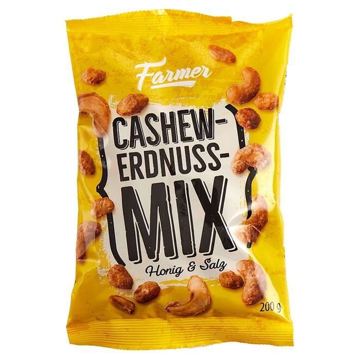 [ALDI Süd] FARMER Cashew-Erdnuss-Mix (200 g) Hot Chili oder Honig & Salz für 1,39 €