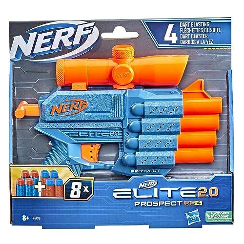 [Prime] Nerf Elite 2.0 Prospect QS-4 4-Dart Blaster, fest angebrachtes Zielfernrohr