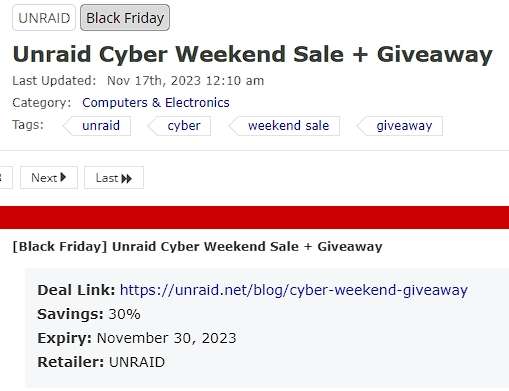 Unraid - Black Friday - Cyber Weekend Sale