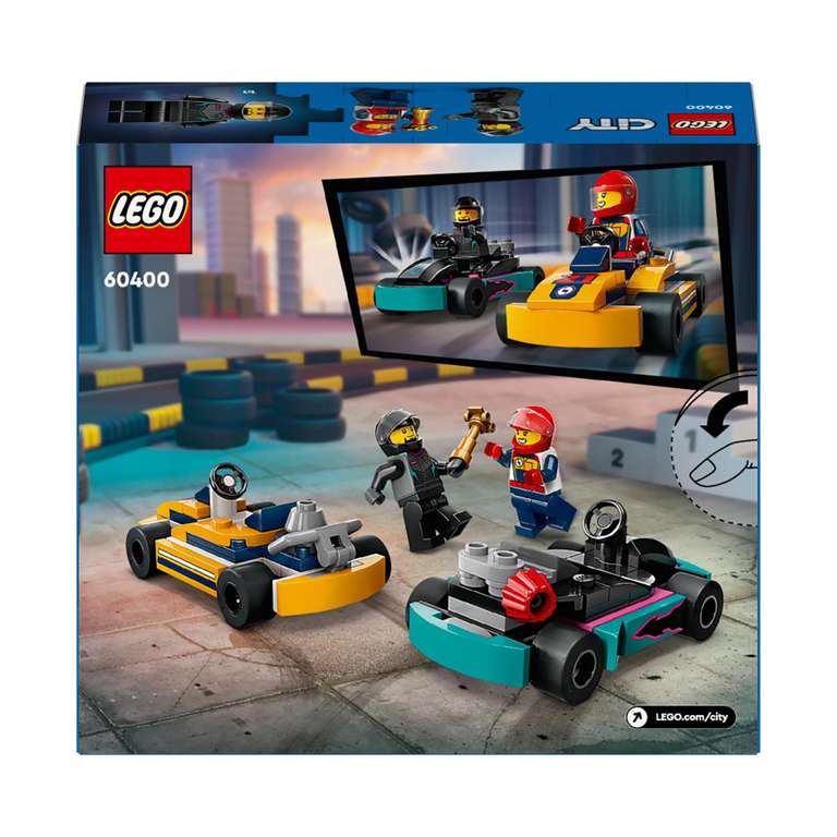 LEGO City 60400 Go-Karts mit Rennfahrern, Set mit 2 Rennfahrer-Minifiguren und Rennautos [Müller Filiale] oder Amazon für 7,99€