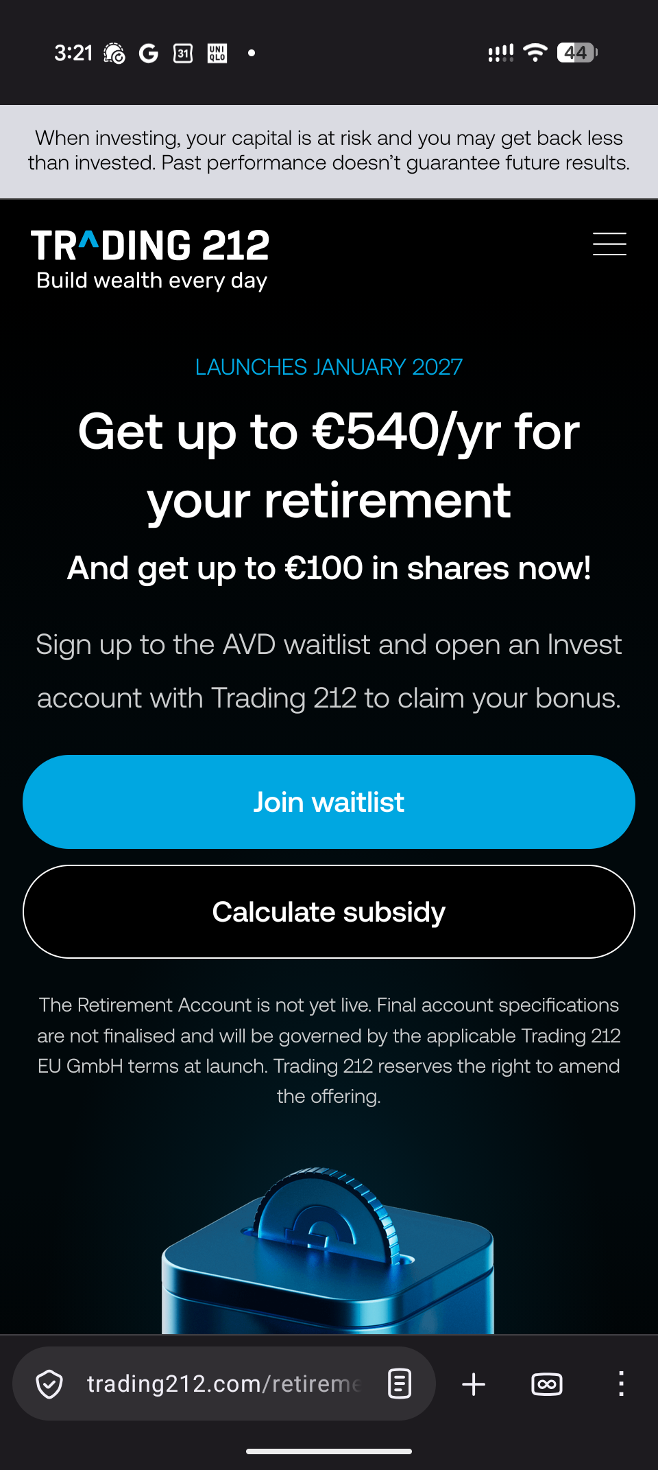 Gratis Aktienbruchstück für Trading 212 Kontoeröffnung über Altersvorsorge Depot Warteliste