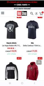 30% NFL Fanware Sweatshirts T-Shirt Caps New Era Nike Raiders etc./ Fussball 15% Rabatt@bild shop