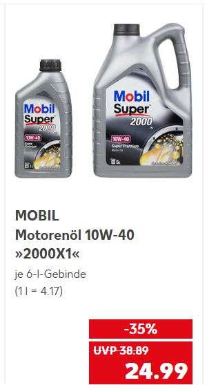6 Liter Mobil Super "3000 XE" 5W-30 Motoröl für 34,99 Euro oder das "2000 X1" 10W-40 für 24,99 Euro [Kaufland]