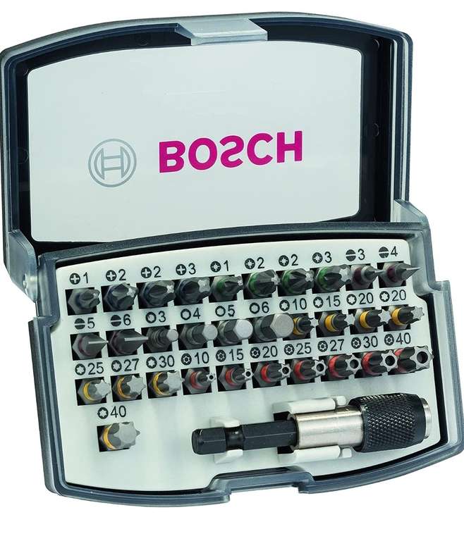 Bosch 32tlg. Schrauberbit-Set (PH-, PZ-, Hex-, T-, TH-, S-Bit, Zubehör Bohrschrauber und Schraubendreher)
