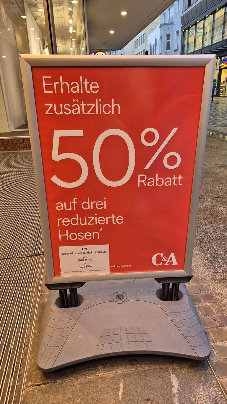 [Dortmund]C&A 50% bei Kauf von 3 reduzierten Hosen (auf alle 3!)