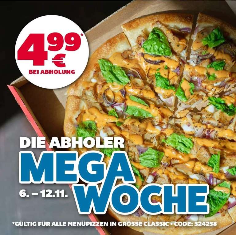 [Domino's Pizza] 4,99 Euro für alle Menüpizzen der Größe Classic bei Abholung