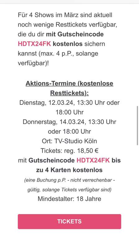Lokal: Köln - bis zu 4 Freikarten für TV Show „Hast du Töne“
