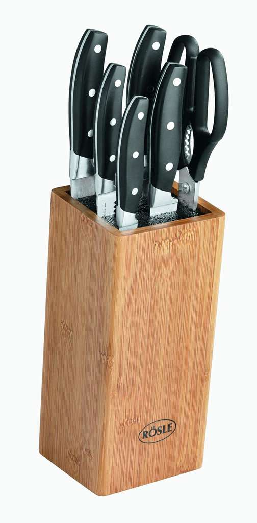 Rösle Messerblock Cuisine Bambus | | + Haushaltsschere tlg. Kochmesser, mydealz Brotmesser Universalmesser, 7 Fleischmesser, Gemüsemesser