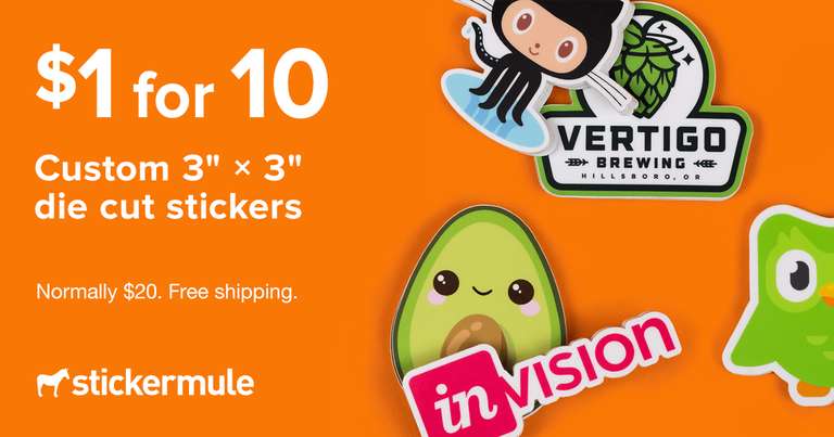 [Stickermule] 10 Sticker für 1 € | individuelle Stanzung möglich | Kostenloser Versand
