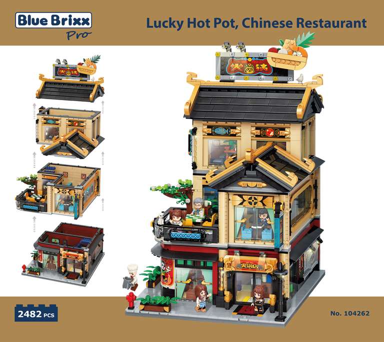 Lucky Hot Pot, Chinesisches Restaurant - BlueBrixx-Pro 104262 Klemmbausteine