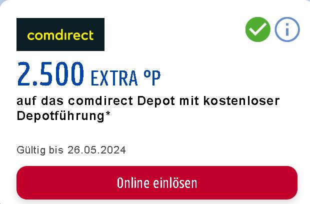[comdirect + Payback] 3.000 °P (30€) für Eröffnung Depot, kostenlose Depotführung (3 Jahre), Neukunden, eID möglich, personalisiert