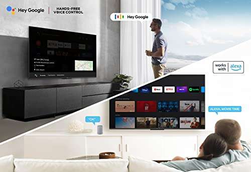 TCL 55P739 55 Zoll Fernseher, 4K HDR, Ultra HD, Smart TV Powered by Google TV, Rahmenloses Design