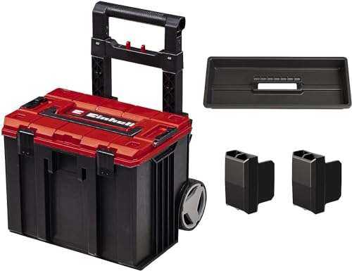 Original Einhell E-Case L Systemkoffer, max. 120 kg, universelle Aufbewahrung und Transport von Zubehör und Werkzeug, stapelbar, verknüpfbar
