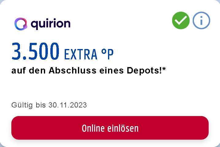 [Payback + Quirion] 100€ Prämie für Sparplan, 12 Mon. je 25€ + 4000 Payback-Punkte für Anlage mind. 200€; Robo-Adv.,Neukunden,personalisiert