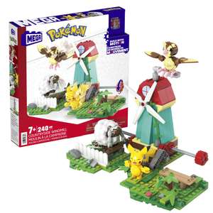 [Prime] Mega Construx Pokémon Windmühlen-Farm (240-teiliges Bauset, enthält Pikachu, Taubsi und Wolly) | Offizielles Lizenzprodukt