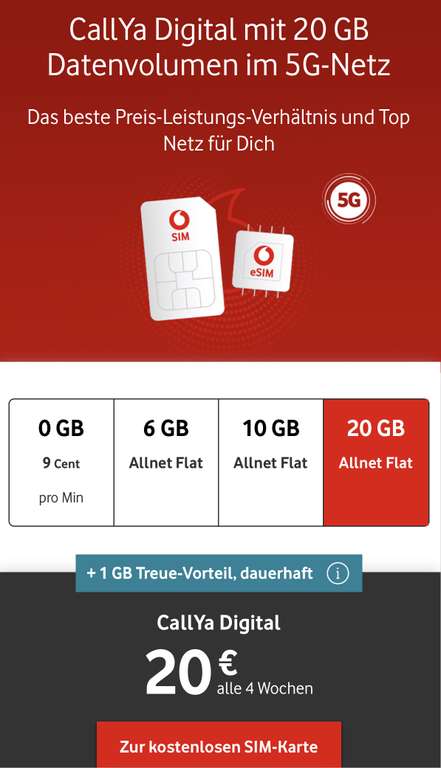 Spartanien 10€ Prämie für gratis Vodafone Calya Freikarte + 60€ Startguthaben geschenkt, 3 Monate 20GB LTE & 5G Allnet kostenlos FREEBIE