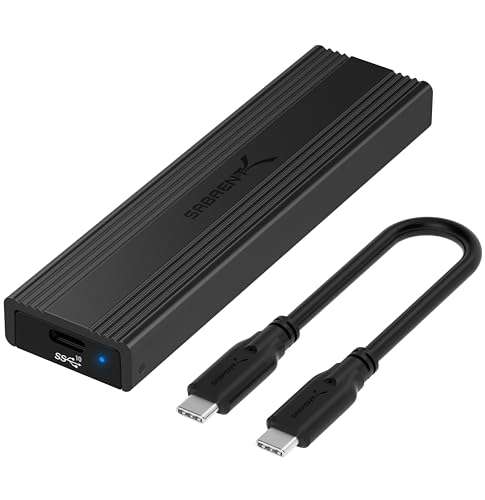 [Prime] Sabrent M.2 SSD Gehäuse | USB-C 3.2 Gen 2 | für NVMe / SATA (M Key/M+B Key) in Größe 2230 - 2280 | werkzeuglos | Kühlkissen | UASP