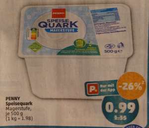 [PENNY via APP] 500g Magerquark Quark 0,99€ am Framstag FR 10.05. + SA 11.05.2024