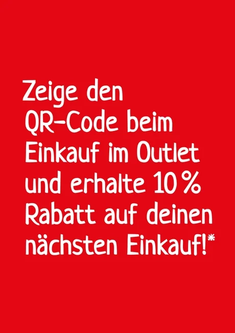 [ De Beukelaer FACTORY OUTLETS ] : Zeige den QR Code beim Einkauf im Outlet und erhalten 10% Rabatt auf deinen nächsten Einkauf