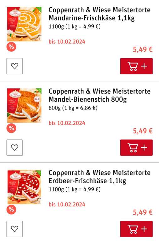 [REWE] Coppenrath & Wiese Meistertorte drei Sorten 800 g bis 1.1 kg