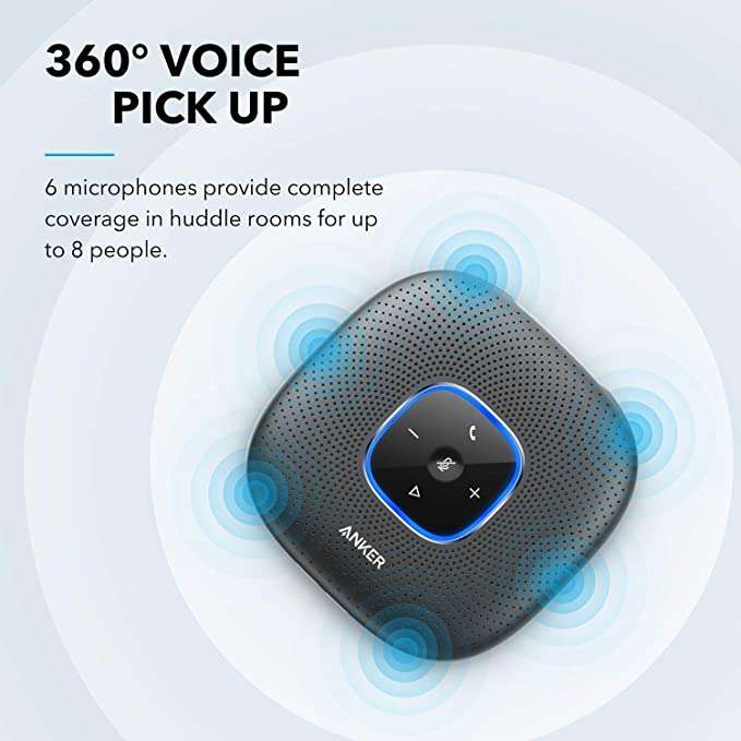 Anker PowerConf+ Bluetooth Lautsprecher mit Bluetooth Dongle, 6 Mikrofone, Fortschrittliche Stimmaufnahme, 24 Std Akku