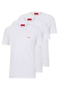 HUGO Boss Dreier-Pack weiße T-Shirts mit rotem Logo-Print Gr. S