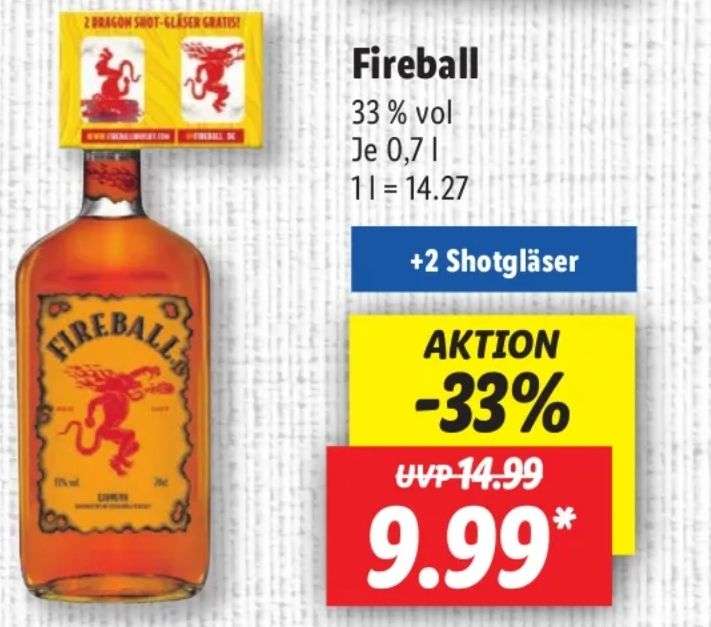 Fireball Cinnamon & Whisky Likör ab 02.02. 9,99€ OFFLINE bei Lidl