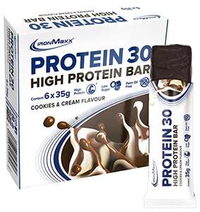 [PRIME/Sparabo] IronMaxx Protein 30 Eiweißriegel Cookies und Cream, palmöl- und glutenfreier Proteinriegel, 6 Stück (für 3,32€ bei 5 Abos)