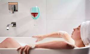 Silikon-Weinglashalter (Befestigung mit Saugnapf, um ein Glas Wein in der Badewanne oder unter der Dusche zu genießen)