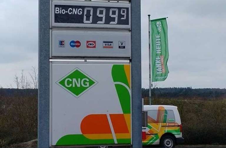 (OrangeGas) Erdgas Biogas Bio-CNG Kraftstoff fürs Erdgas Fahrzeug 0,999€/kg(H-Qualität entspricht Benzin 65 ct/L, Diesel 75ct/l)