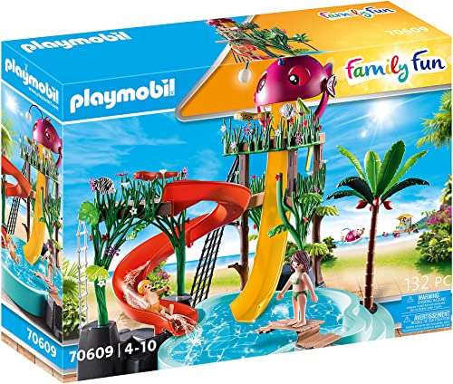 PLAYMOBIL Family Fun 70609 Aqua Park mit Rutschen, Zum Bespielen mit Wasser, Ab 4 Jahren